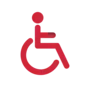 Symbole d'accessibilité en rouge.